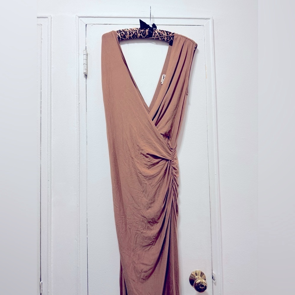 Haute Hippie Draped Nude Beige Maxi Dress XS Resortwear